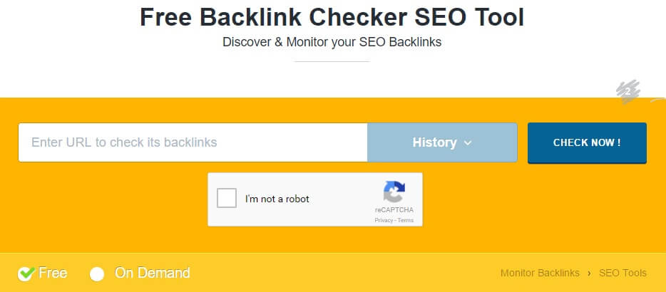 Monitorar backlinks Ferramenta de SEO do verificador de backlinks gratuito