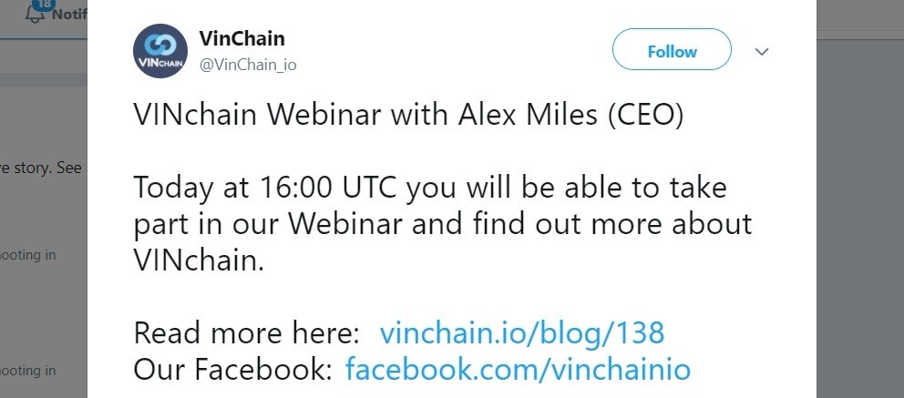 A webinar promotion example on Twitter