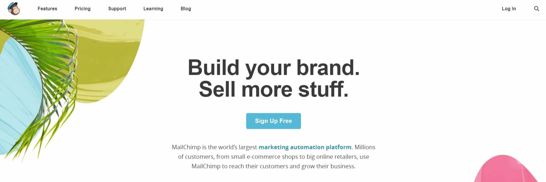 The MailChimp homepage