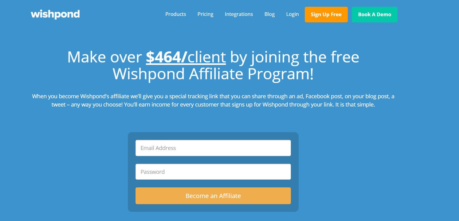 The Wishpond affiliate landing page