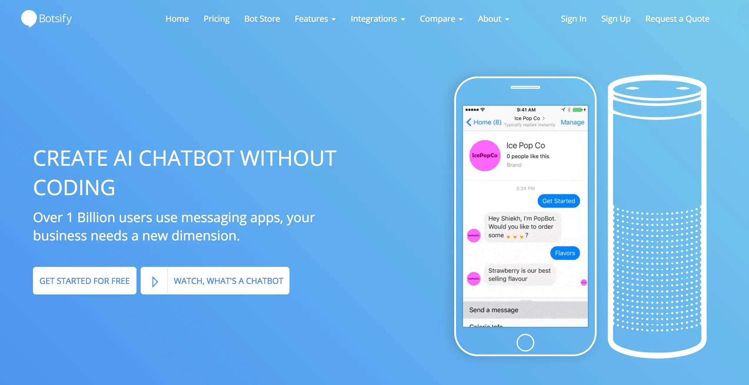 | Easy Affiliate The Botsify home page.
