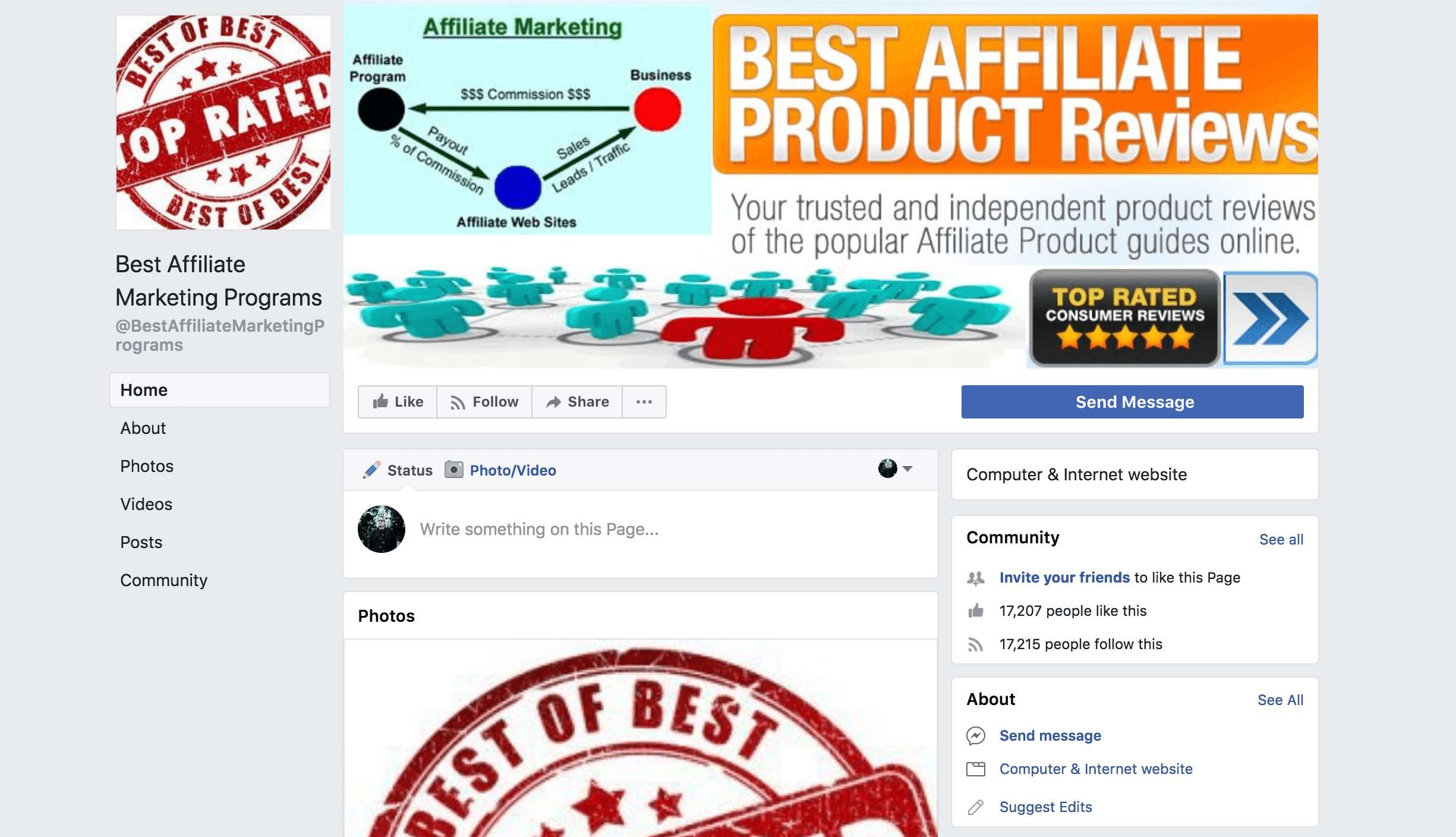 un grupo de Facebook llamado Mejores Programas de Marketing de Afiliados. 