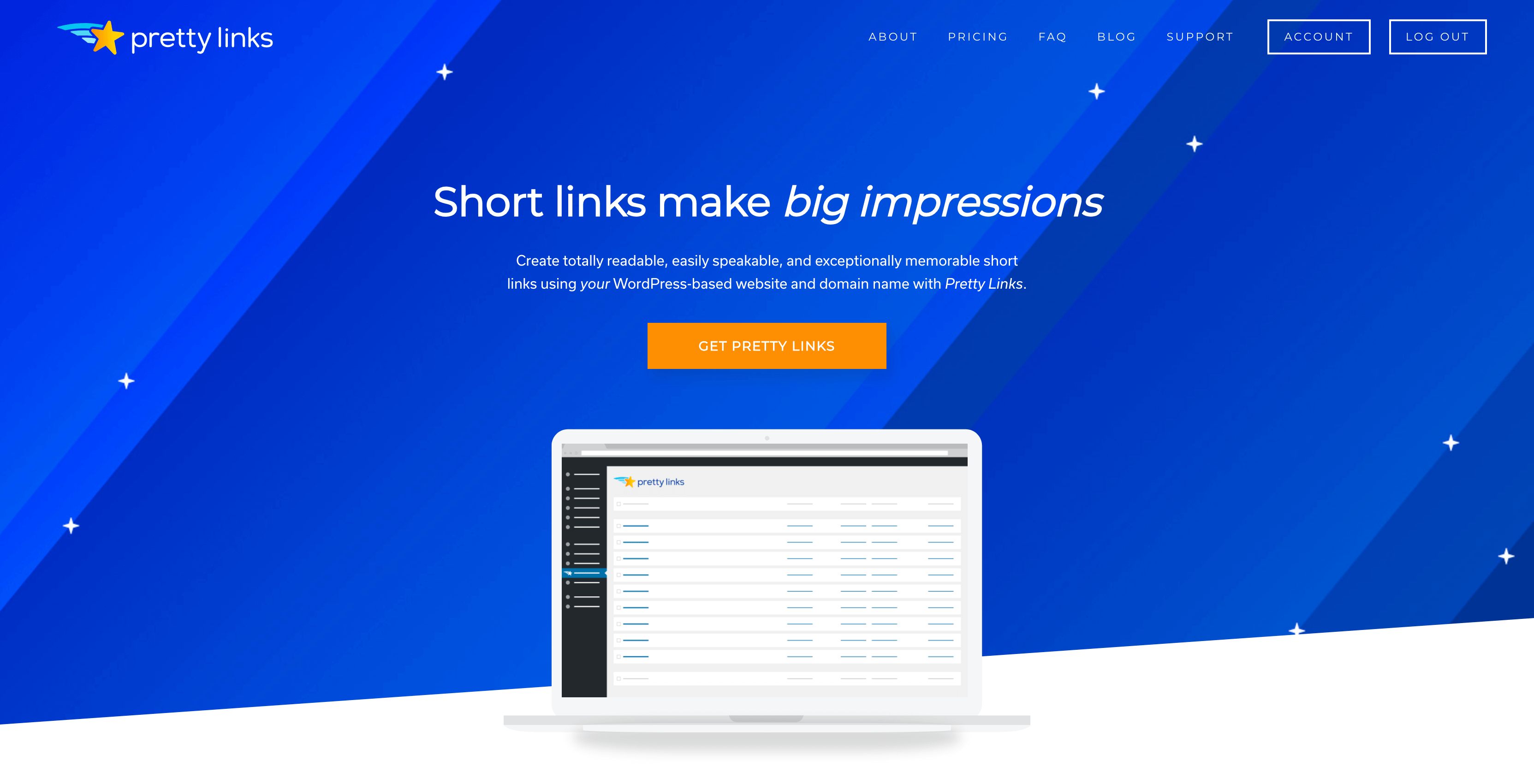 The homepage for the Pretty Links plugin.