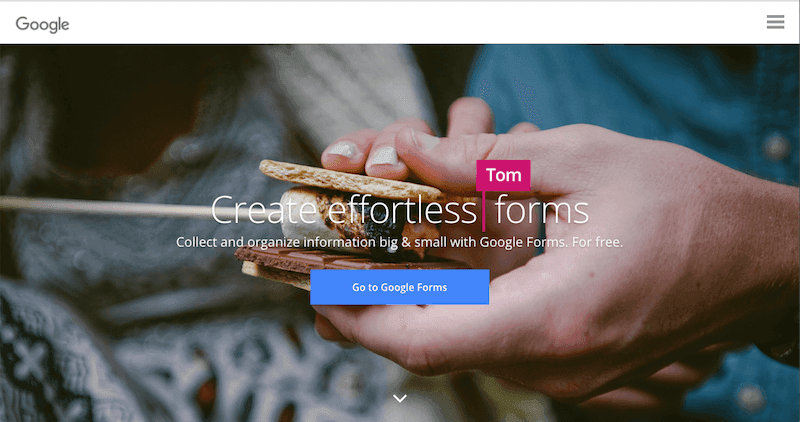 The Google Forms website.