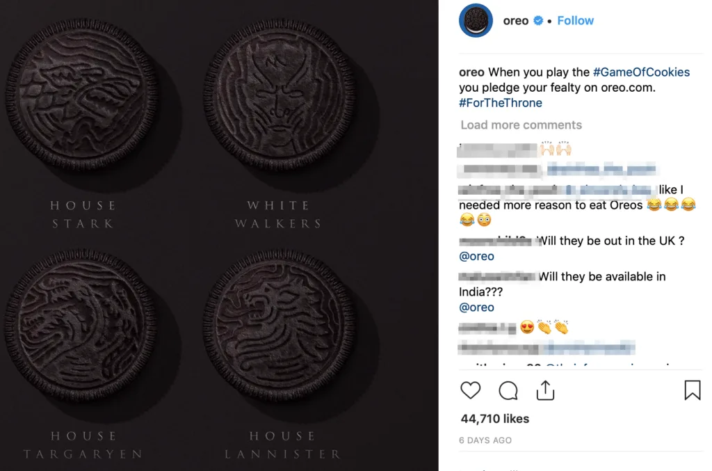 Galletas Oreo que han sido marcadas con los diferentes sigilos de las casas de Juego de Tronos. 