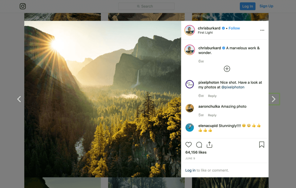 An Instagram post from photographer and influencer Chris Burkard.
