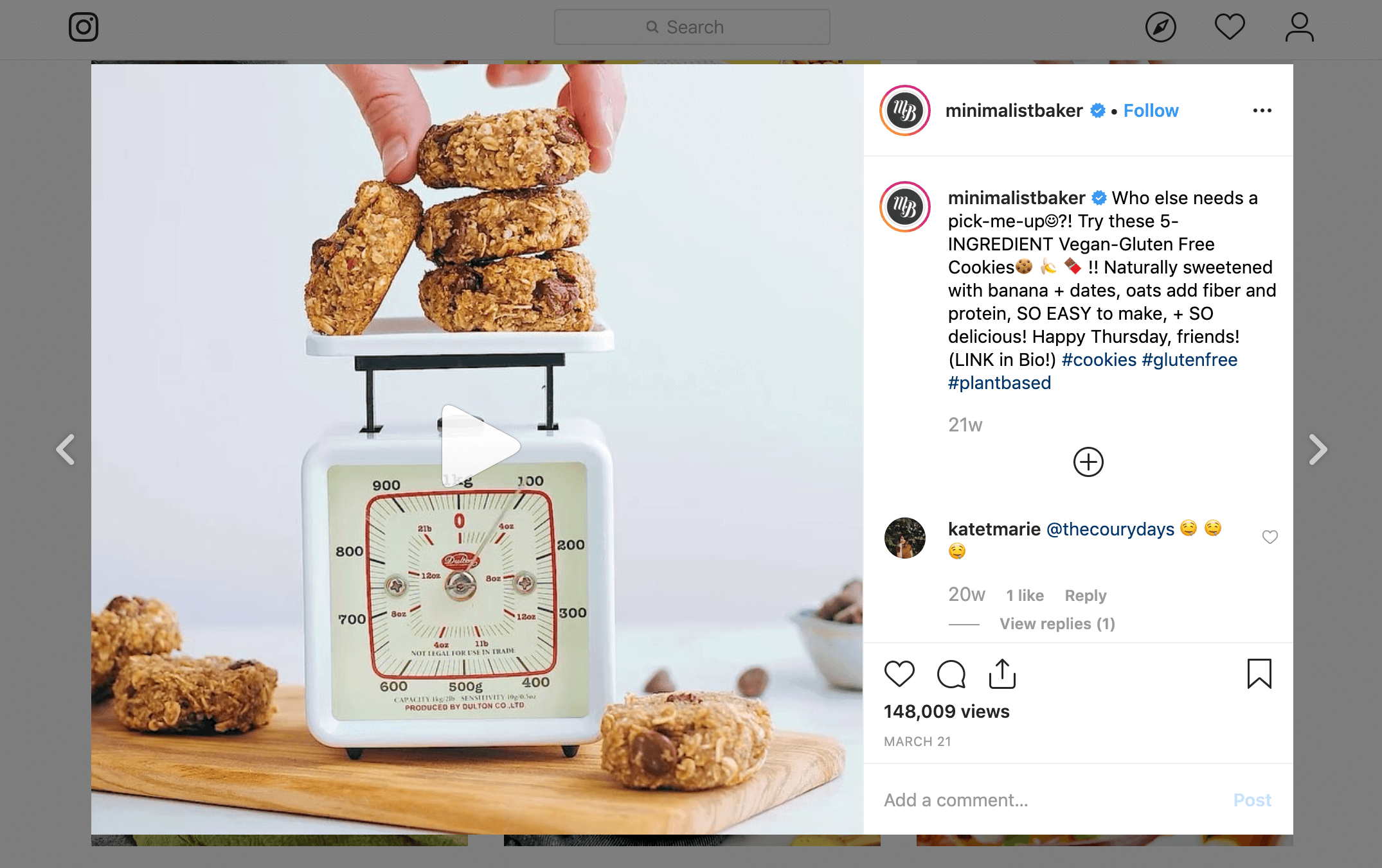 An example of an Instagram post with affiliate links.
