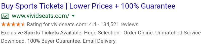 A paid ad in Google search results.