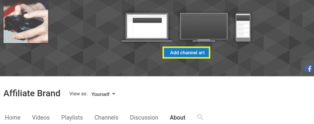 add-channel-art | Easy Affiliate The Add channel art button on YouTube.