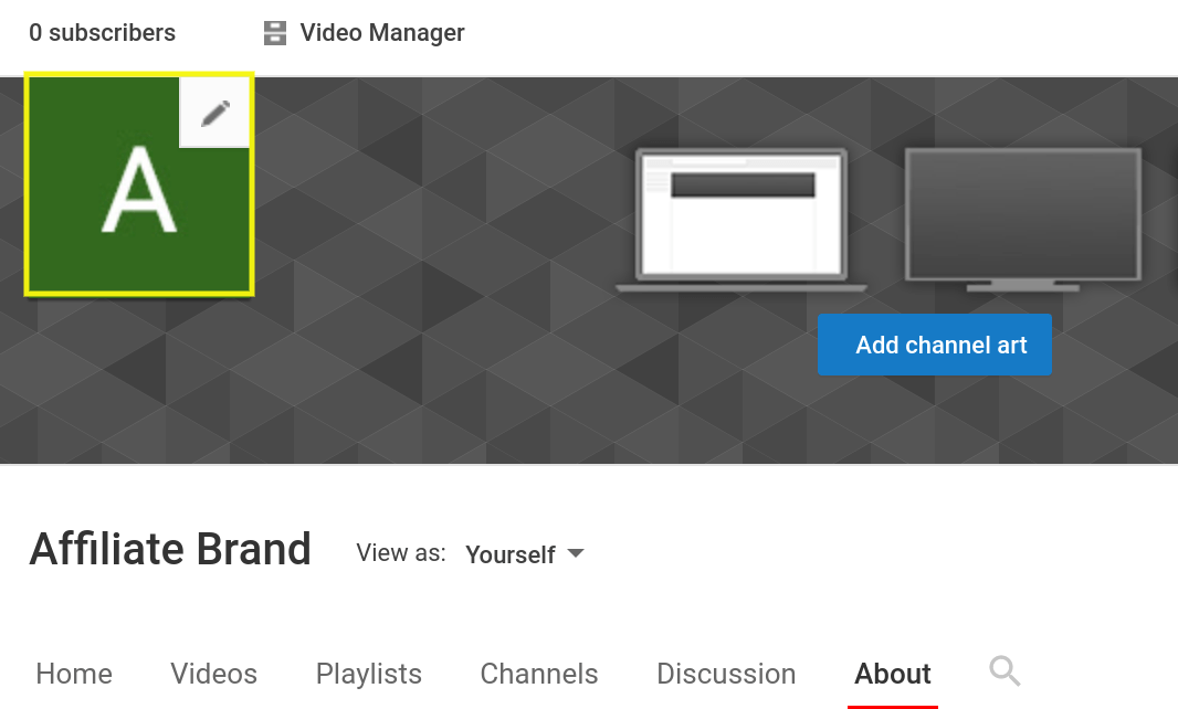Settings to change YouTube channel profile photo.