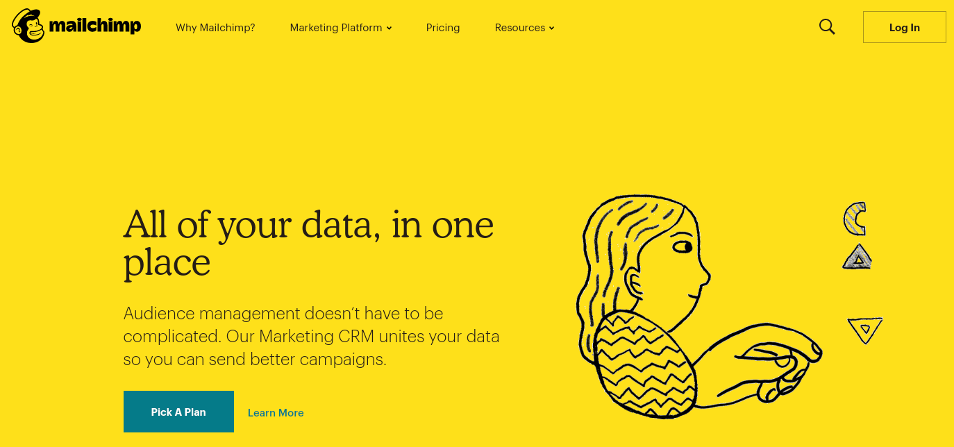 The Mailchimp website homepage.