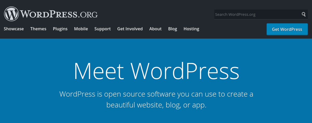 The WordPress.org homepage.