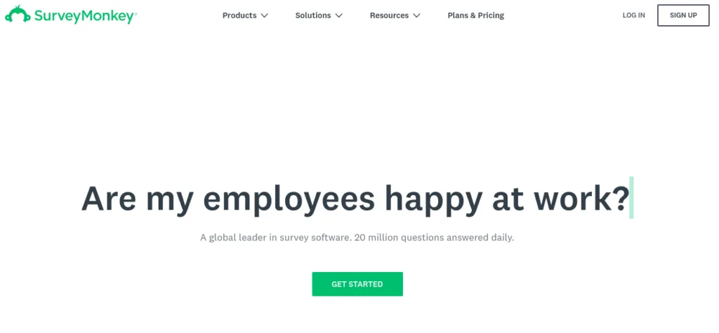 The Survey Monkey website homepage.