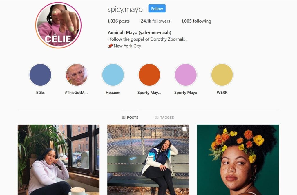 A micro-influencer's social media page.