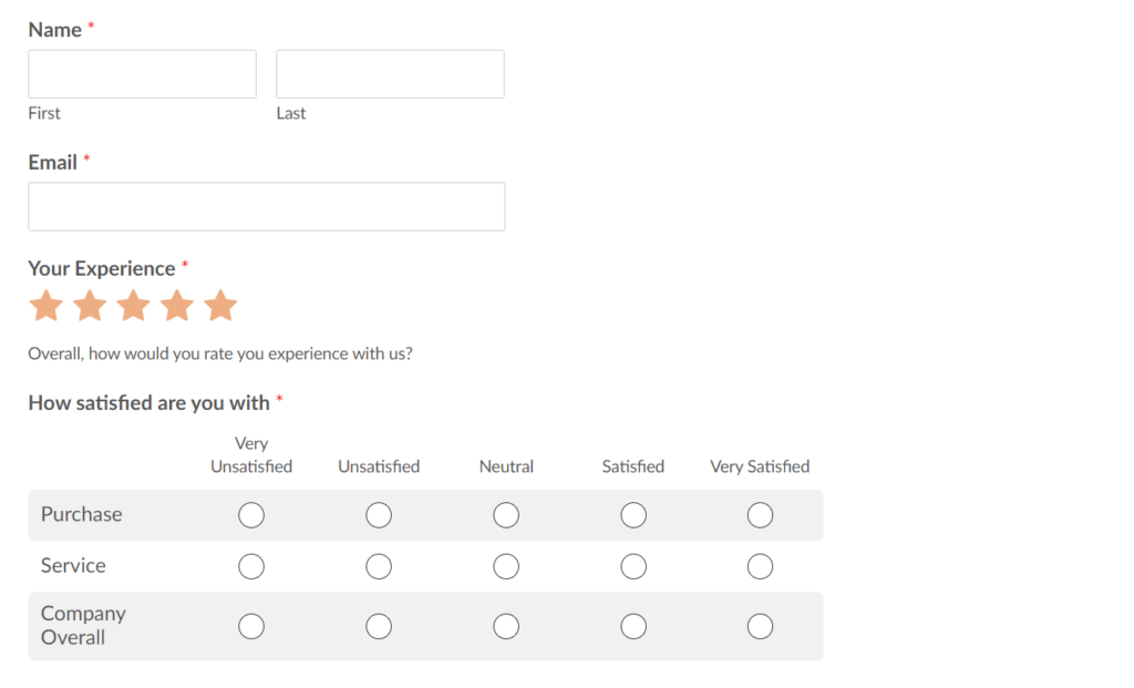 An example customer survey.