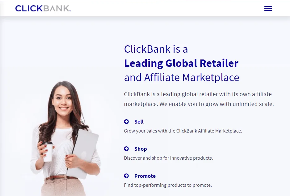 Die Clickbank-Homepage.