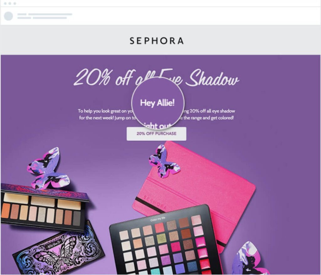An example of a personalized email from Sephora.