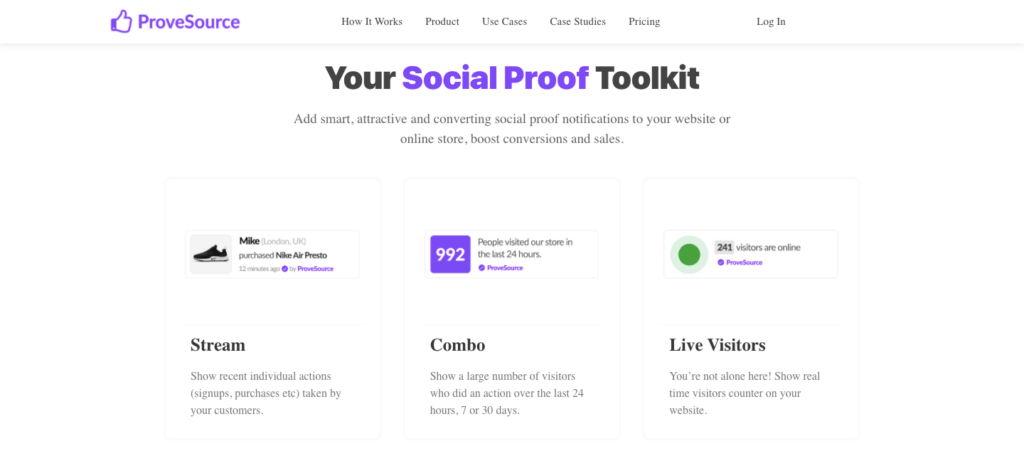 ProveSource's social proof toolkit.