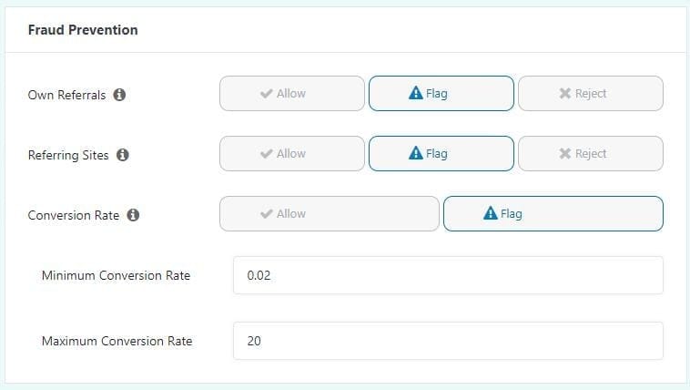 Options de configuration du module complémentaire de prévention de la fraude