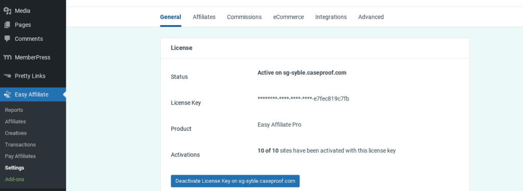 Paramètres d'affiliation faciles