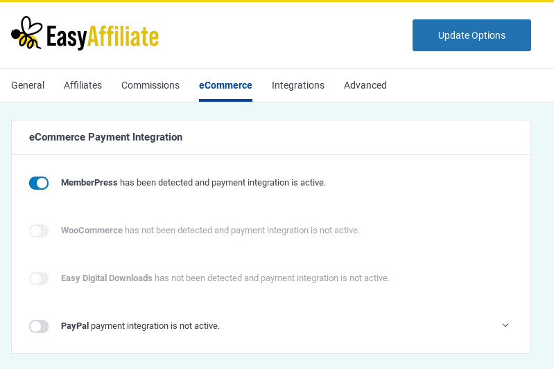 Easy Affiliate-Registerkarte für den elektronischen Handel