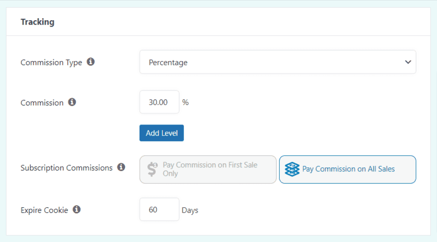 configuración de la comisión