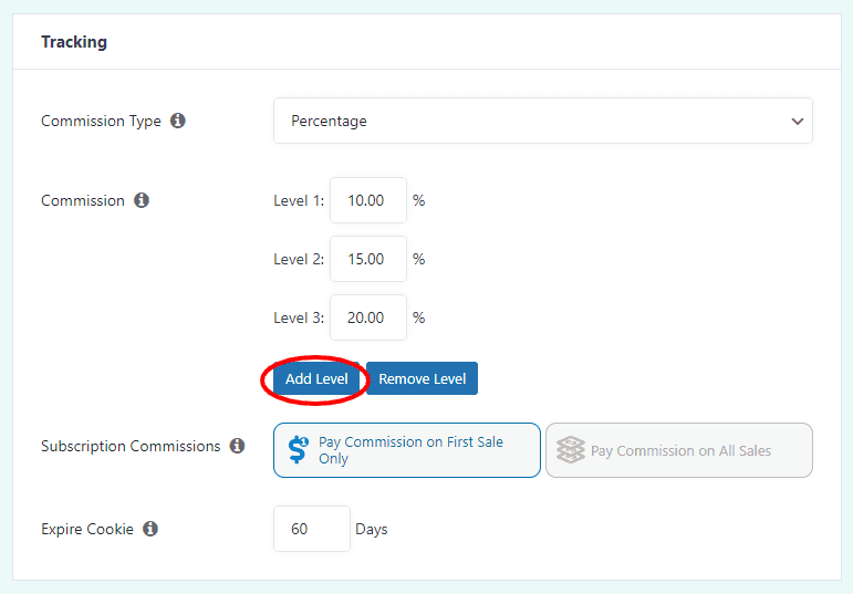 Afiliado fácil Añadir niveles de comisión