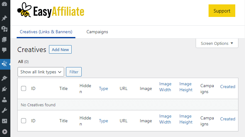 Adicionando novos criativos ao Easy Affiliate.