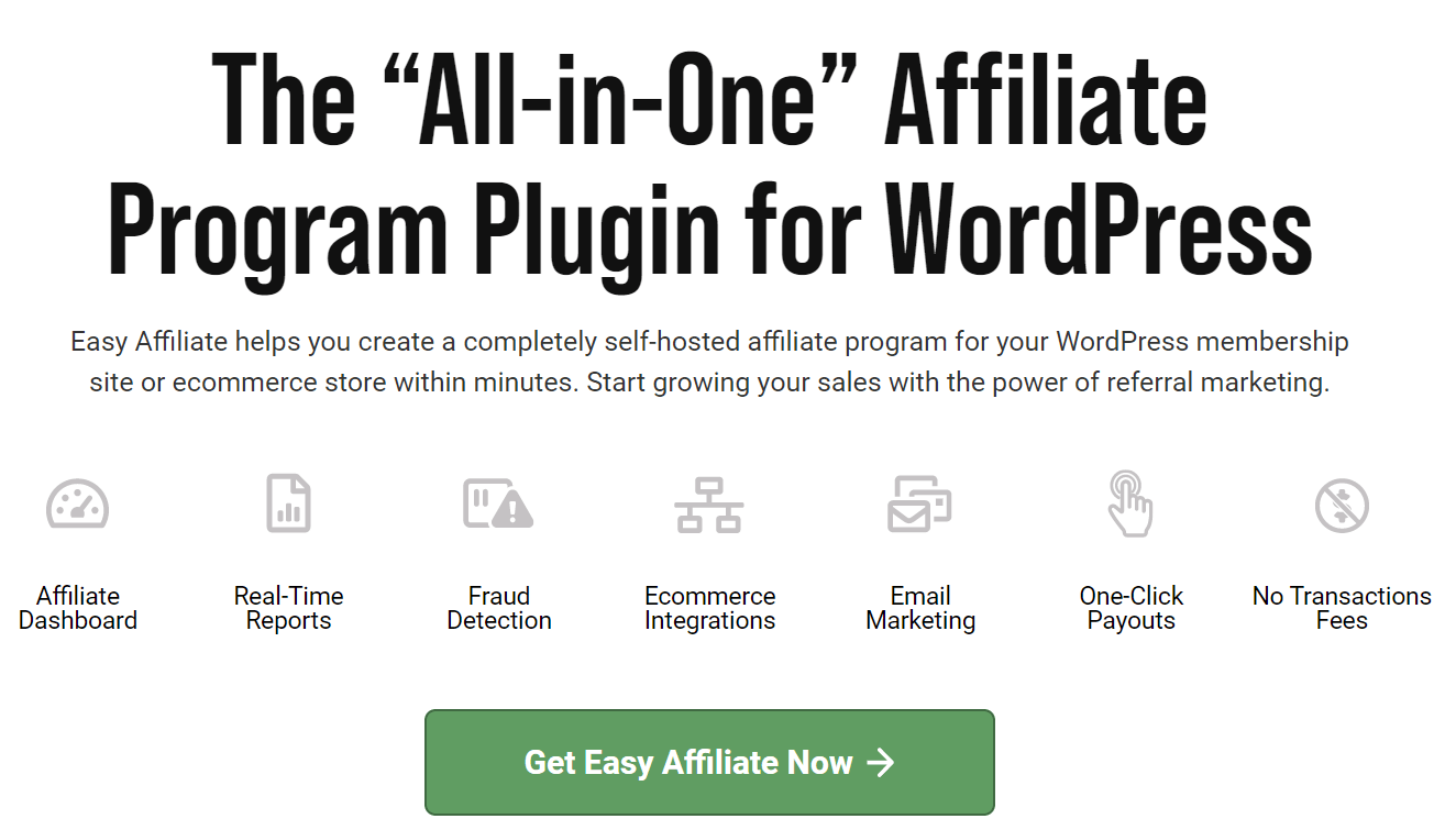 The banner on the Easy Affiliate homepage.