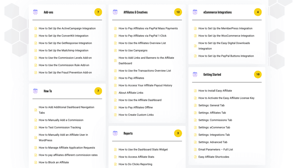 La base de connaissances d'Easy Affiliate.