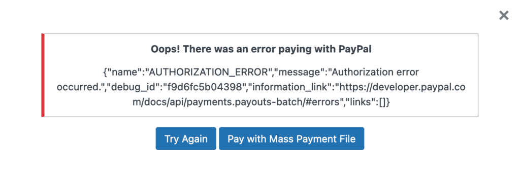 Error de PayPal 1-Click