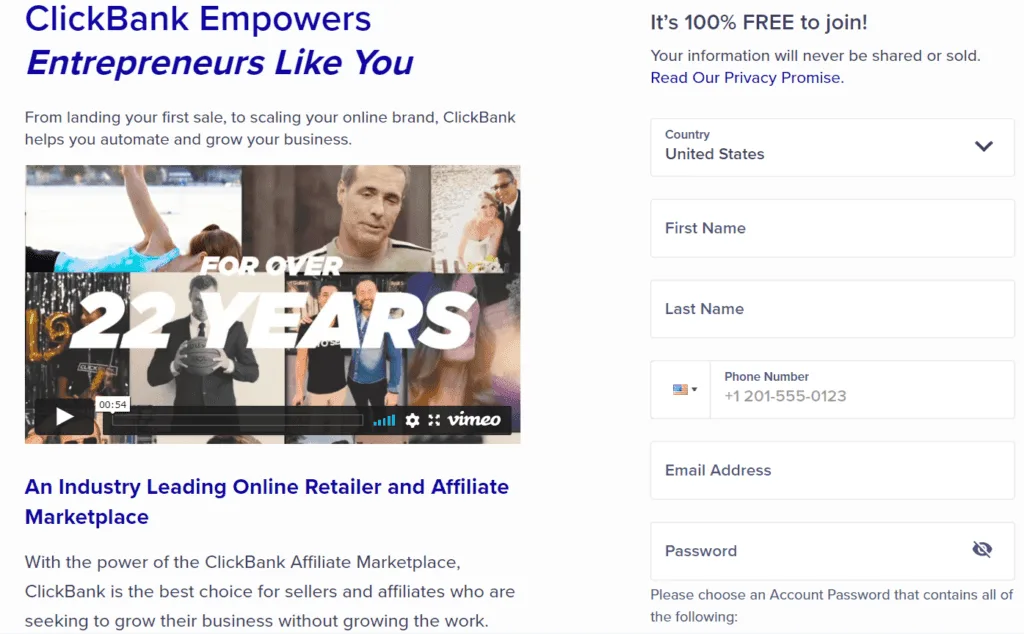 clickbank-sign-up | Easy Affiliate Clickbank sign-up page