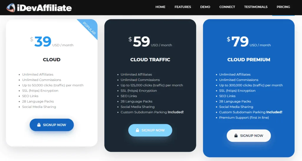 idevaffiliate-cloud-pricing-plans | Easy Affiliate Plans tarifaires de iDevAffiliate Cloud