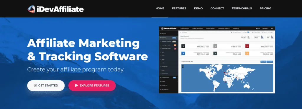 idevaffiliate-homepage | Easy Affiliate La page d'accueil de iDevAffiliate