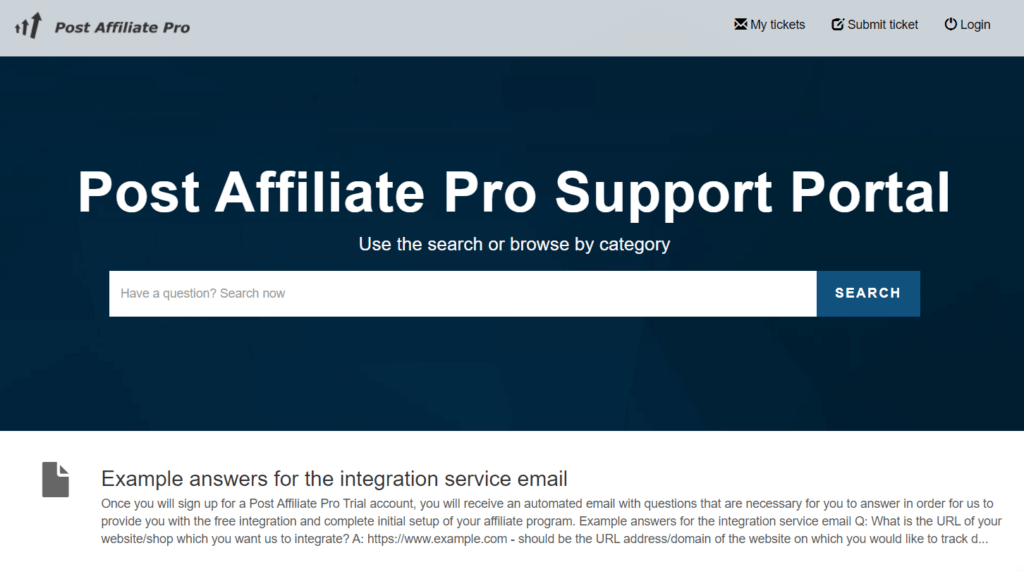 The Post Affiliate Pro support page