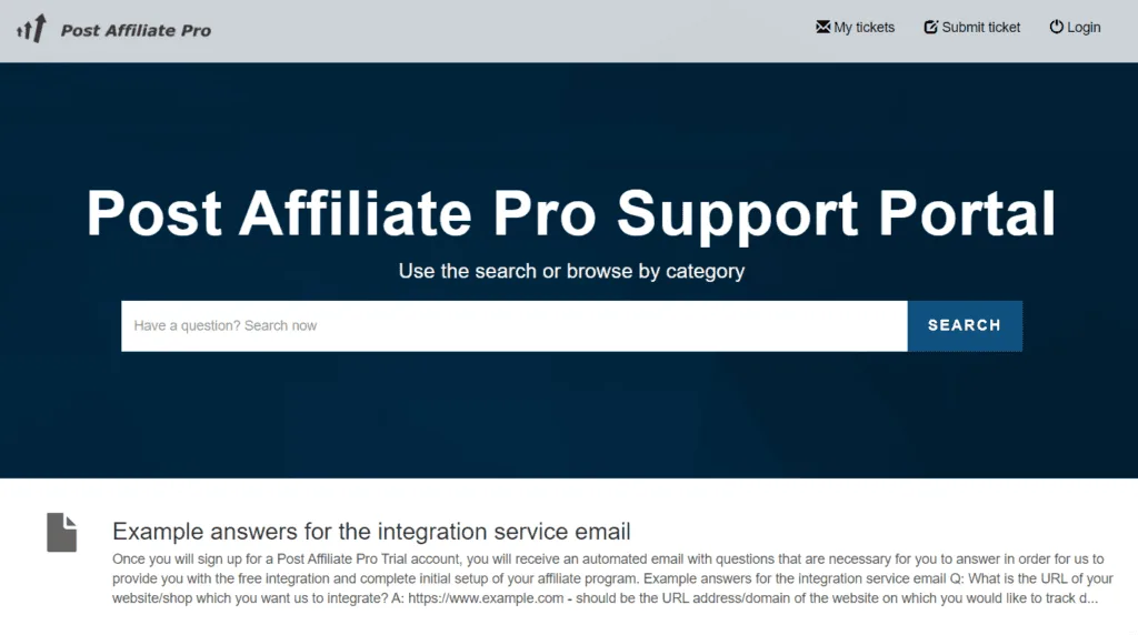 postaffiliate-pro-support-1 | Easy Affiliate La page d'assistance de Post Affiliate Pro