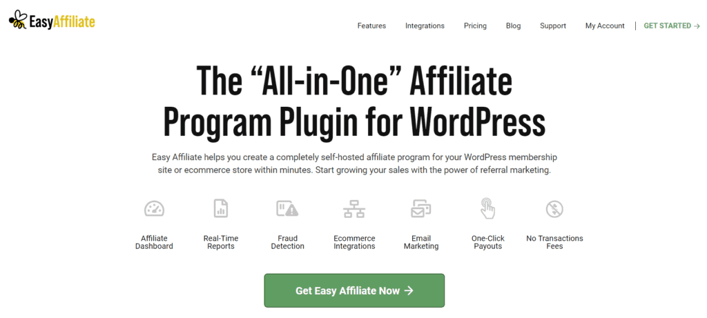 Página de inicio del plugin Easy Affiliate