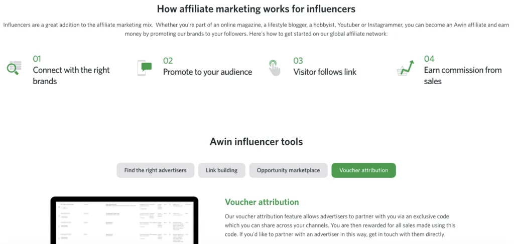 AWIN-features-page | Easy Affiliate AWIN influencer marketing page.