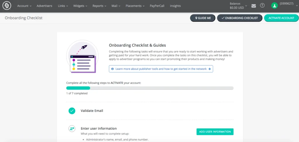 CJ-Affiliate-onboarding-checklist-big | Easy Affiliate CJ Affiliate dashboard.