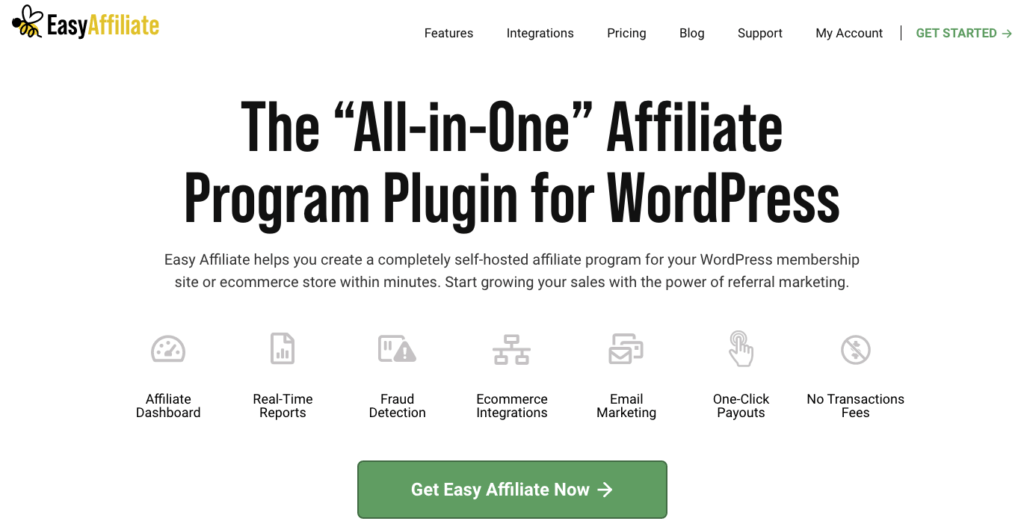 Clear CTA example on the Easy Affiliate homepage