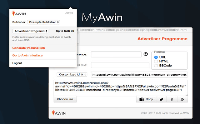 MyAwin Google Chrome extension by AWIN.