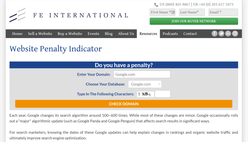Website Penalty Indicator online tool