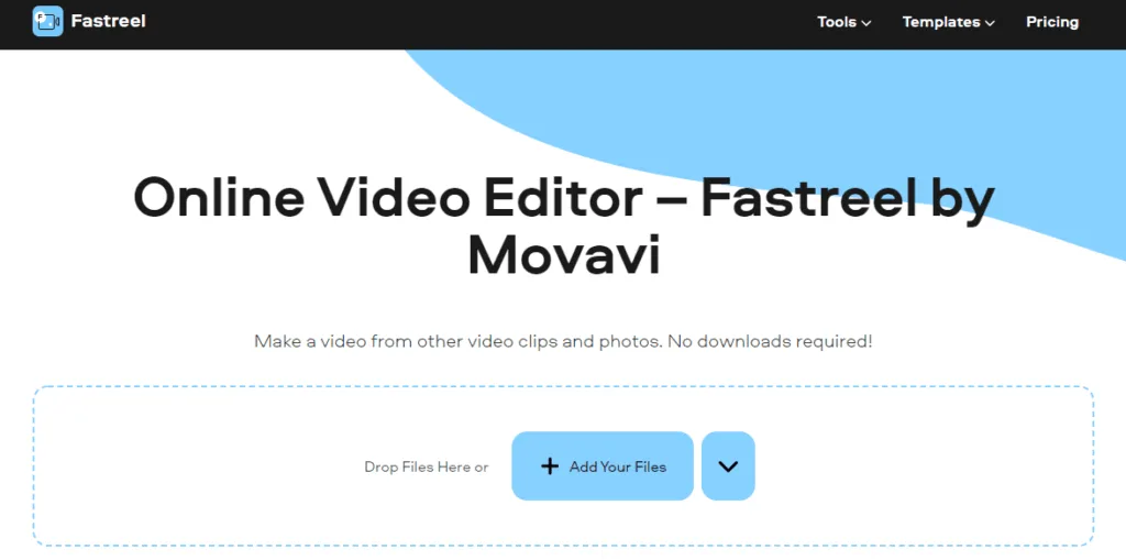 Página de inicio de Fastreel Video Editor de Movavi