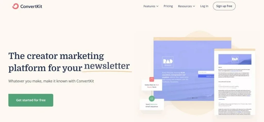 convertkit | Easy Affiliate ConvertKit homepage