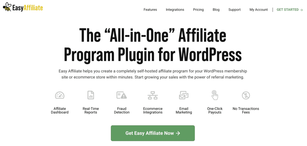 The Easy Affiliate website.