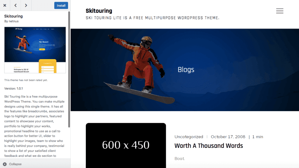 Tema do WordPress Skitouring