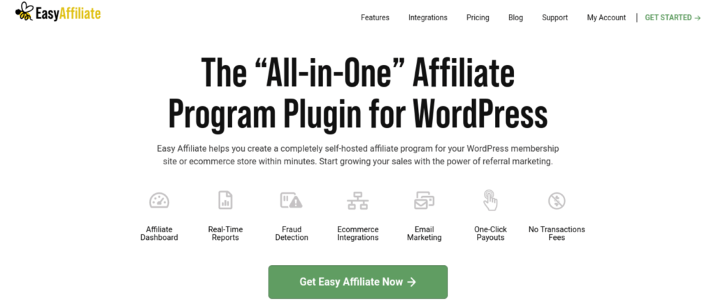 The Easy Affiliate website.
