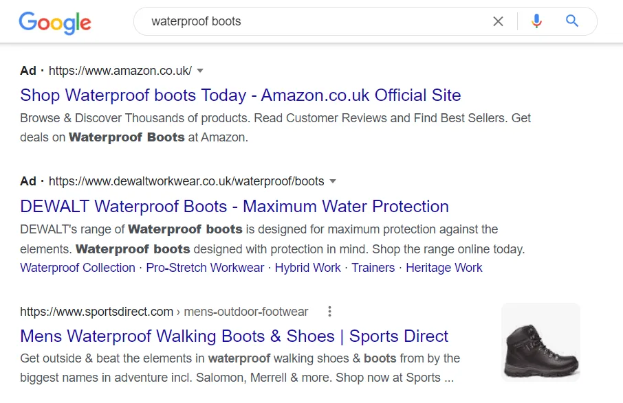 google-search-ads | Easy Affiliate Example of ads in search results