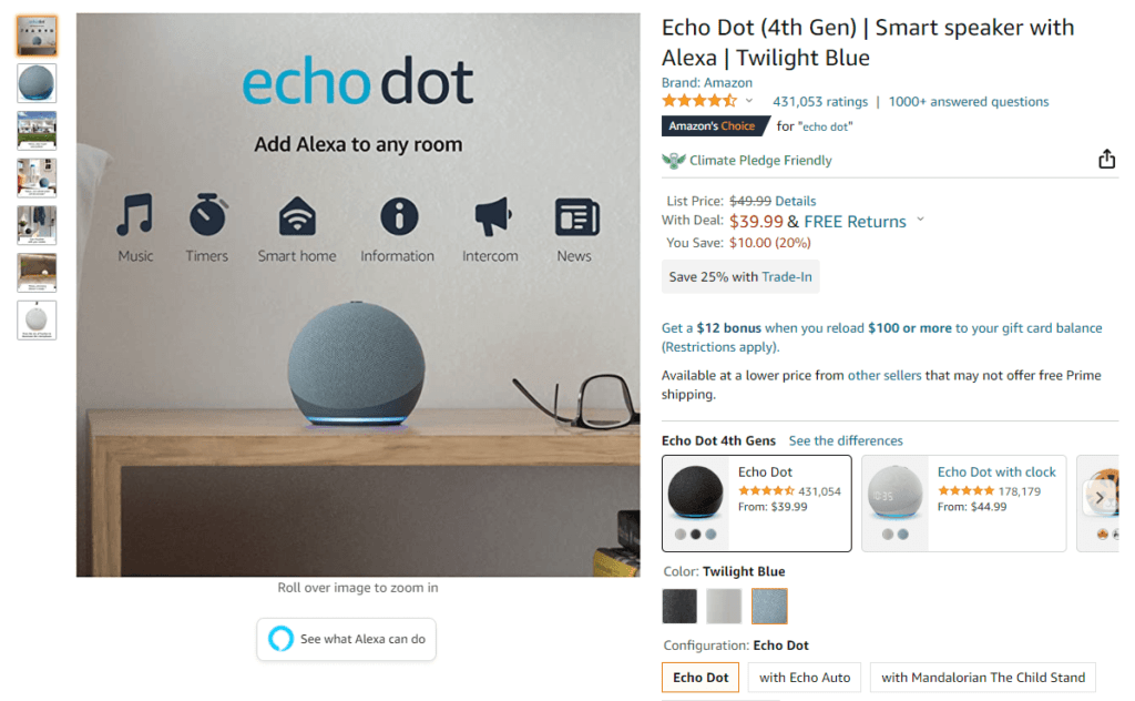 The Amazon Echo speaker.
