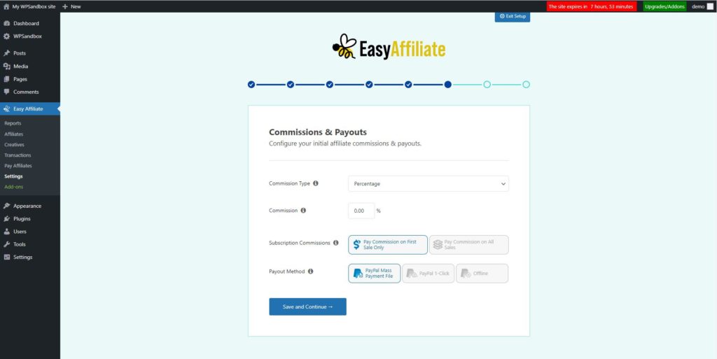 Setting commissions and payouts in easy affiliate